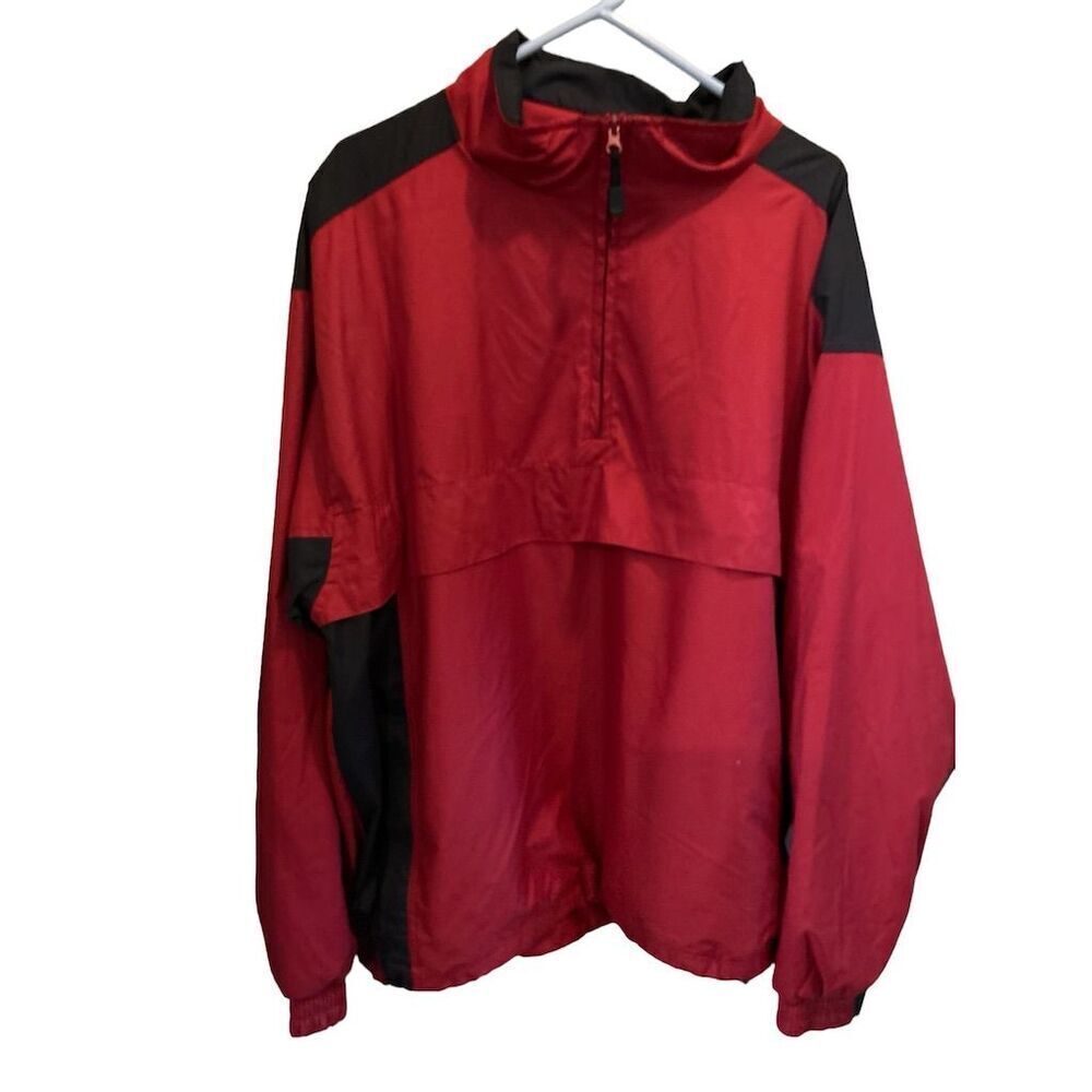 OnTour Men's 3XL Red & Black Half-Zip Pullover Windbreaker Jacket Lightweight‎
